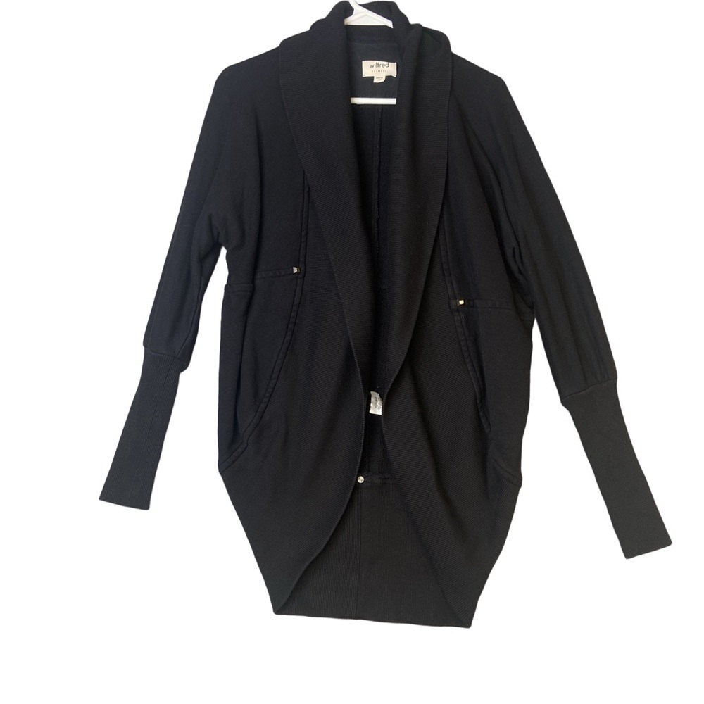 Aritzia Wilfred Diderot Slouchy Cocoon Sweater Cardigan Grey Cotton Modal XXS - Picture 13 of 15